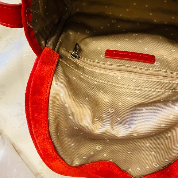 Lucky Brand Red Suede Leather Lura cross body shoulder bag handbag 9.5x6 - Picture 6 of 10